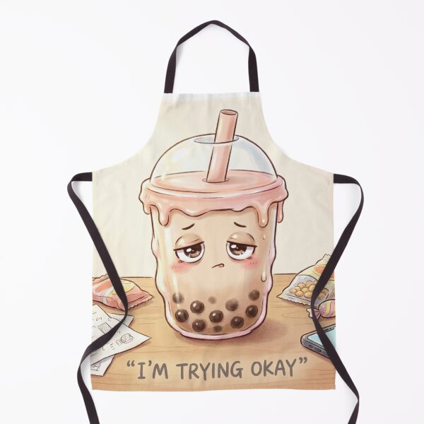 Item preview, Cute Sad Boba Tea Sticker – “I’m Trying Okay” Aesthetic Kawaii Design designed and sold by ZenGrowth4.