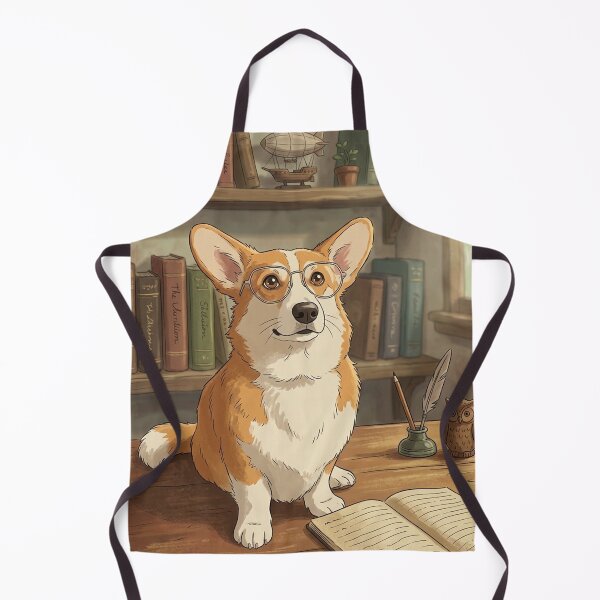 Item preview, Smart Corgi Dog Studying in Library - Studying to be a Good Boy Quote Art designed and sold by PetManiaStudio.