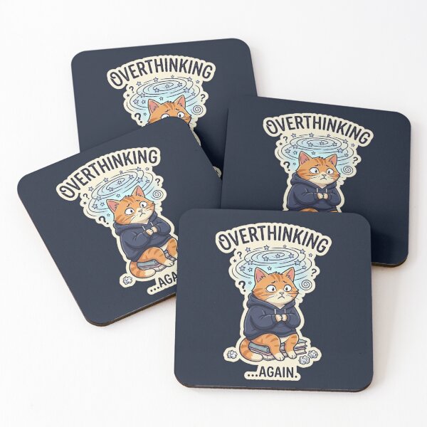 Item preview, Overthinking Again Student Cat Funny Study Stress Meme Introvert Cat Design designed and sold by MoonVibe-studio.