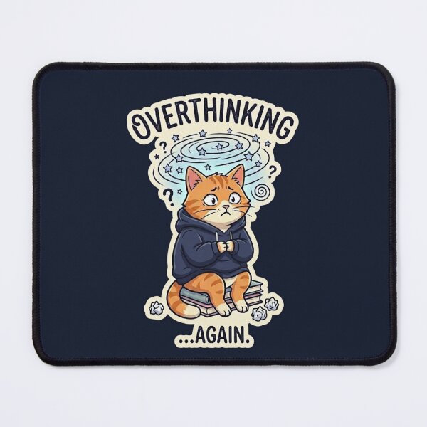 Item preview, Overthinking Again Student Cat Funny Study Stress Meme Introvert Cat Design designed and sold by MoonVibe-studio.