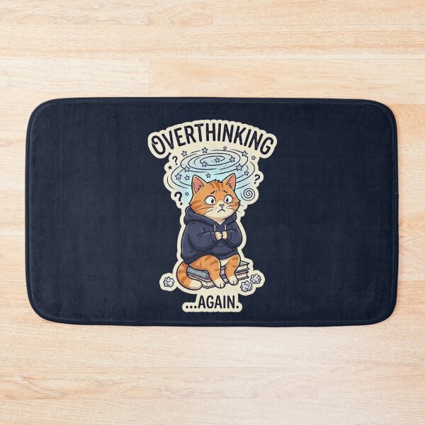 Item preview, Overthinking Again Student Cat Funny Study Stress Meme Introvert Cat Design designed and sold by MoonVibe-studio.