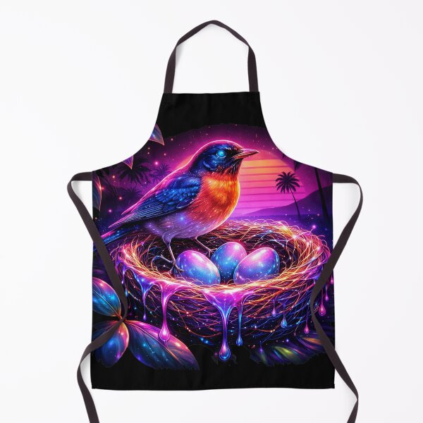 Item preview, Neon Robin Nest Vaporwave – Glowing Eggs Drip Surreal Wildlife Art designed and sold by AnimalAirtistry.