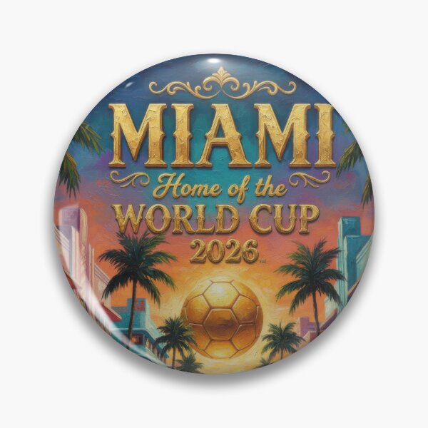 Item preview, Miami Home of the World Cup 2026 Sunset Boulevard Soccer Poster — Art Deco Oil Painting designed and sold by BrickByDream.