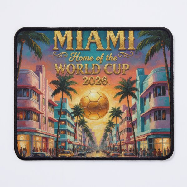 Item preview, Miami Home of the World Cup 2026 Sunset Boulevard Soccer Poster — Art Deco Oil Painting designed and sold by BrickByDream.