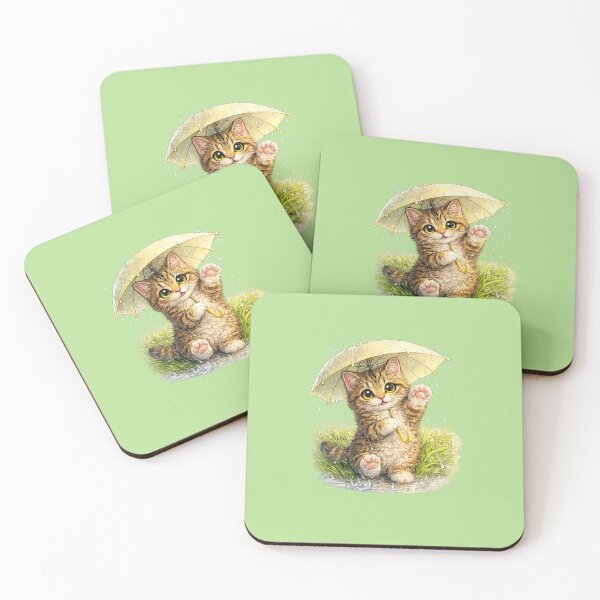 Item preview, cat with umbrella in the rain designed and sold by PasoaPaso2025.