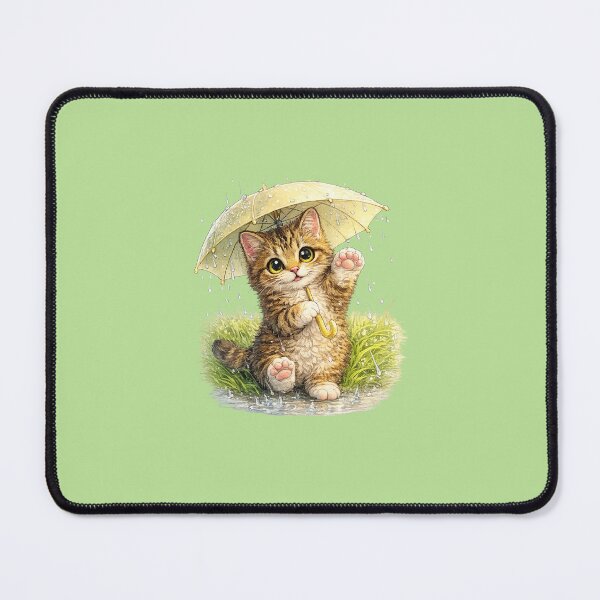 Item preview, cat with umbrella in the rain designed and sold by PasoaPaso2025.