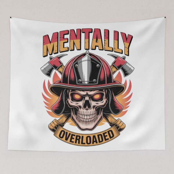 Item preview, Mentally Overloaded – Firefighter Skull Graphic Streetwear Design designed and sold by NewUSShop.