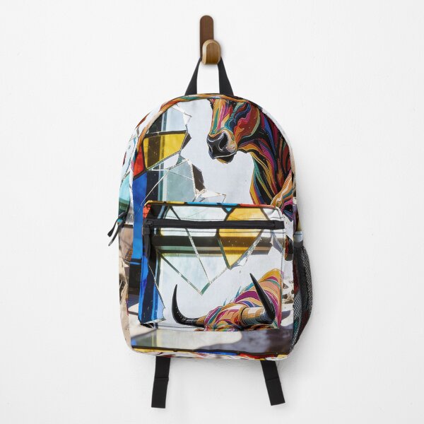 Item preview, "Stained-Glass" Look Marbled Charging Crashing Bull Design designed and sold by ActOnyx Designs.