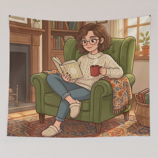 Item preview, Cozy Book Lover Aesthetic Girl!!! - Cozy Girl Book Lover - Girl reading in her cozy reading nook - A cozy paradise for book lovers designed and sold by SoffyLee586.
