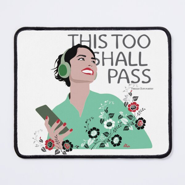 Item preview, This Too Shall Pass – Persian Poetry Inspired Woman Listening to Music, Floral Vintage Illustration designed and sold by covetedcove.