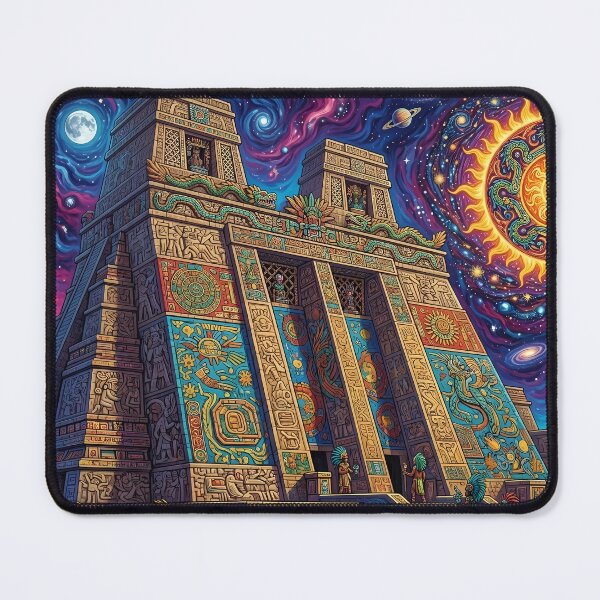 Item preview, Huey Teocalli Temple - Psychedelic Sun Serpent Aztec Art designed and sold by Lucid Dream Pixel.