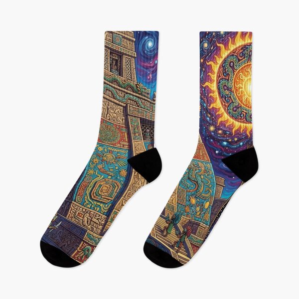 Item preview, Huey Teocalli Temple - Psychedelic Sun Serpent Aztec Art designed and sold by Lucid Dream Pixel.