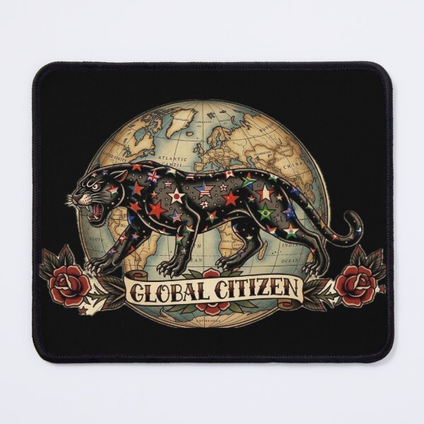 Item preview, Global Citizen Panther - World Flags and Globe Old School Tattoo designed and sold by EARTH PEOPLE.