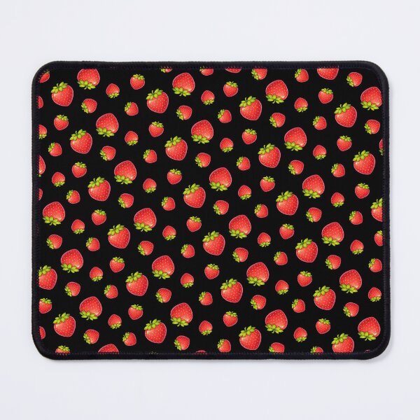 Item preview, Cute Cartoon Strawberry Fruit Summer Print on Black designed and sold by BeJolley.