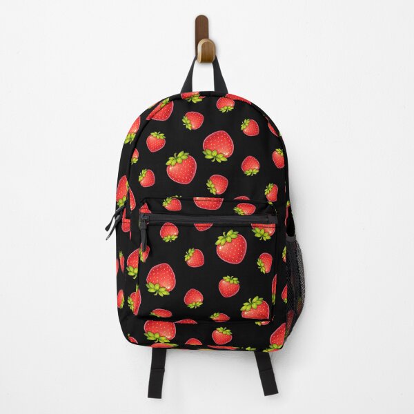 Item preview, Cute Cartoon Strawberry Fruit Summer Print on Black designed and sold by BeJolley.
