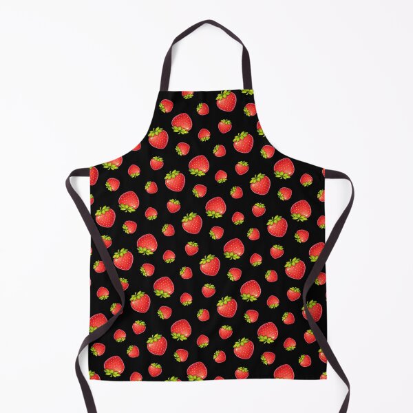 Item preview, Cute Cartoon Strawberry Fruit Summer Print on Black designed and sold by BeJolley.