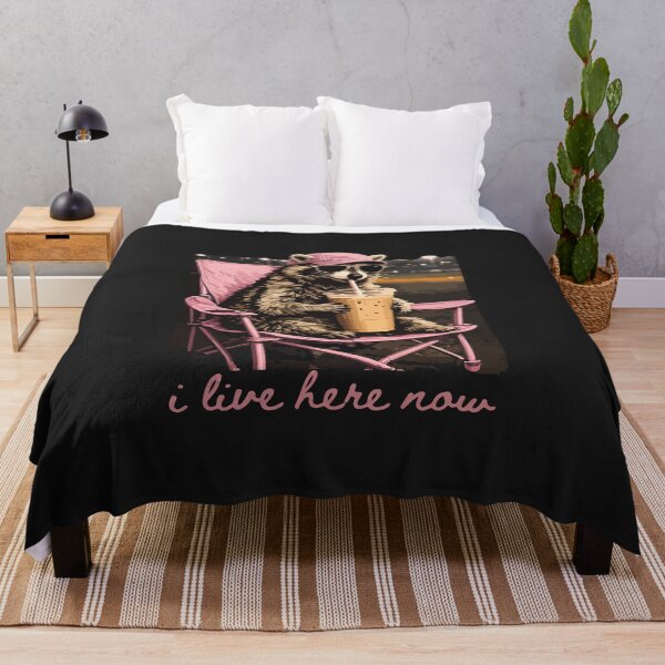 Item preview, I Live Here Now Funny Raccoon Coffee Baseball Mom Ballfield Humor designed and sold by BrookePage271.