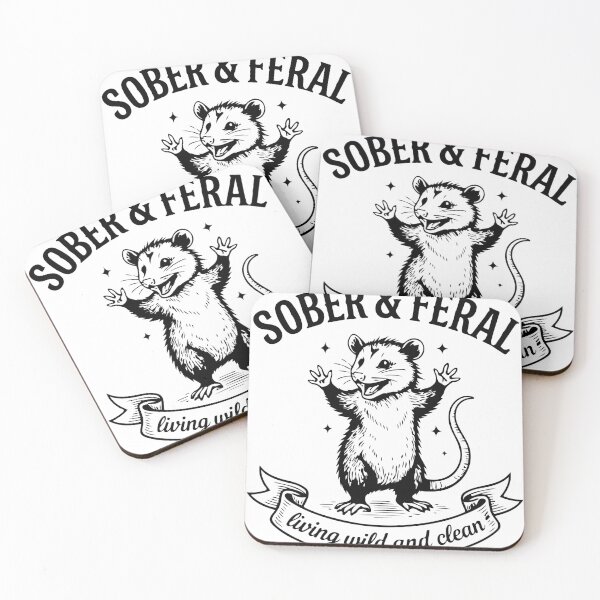 Item preview, Sober And Feral Funny Sobriety Opossum Soberversary Recovery Humor designed and sold by DonaldMcCullum.
