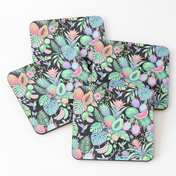 Item preview, Neon Pastel Tropical Island Summer Jungle Fruit Print designed and sold by BeJolley.