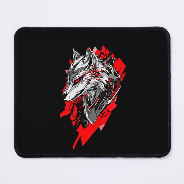 Item preview, Cyber Wolf Head – Futuristic Neon Red & Black Street Art Animal Design designed and sold by Dyan4.