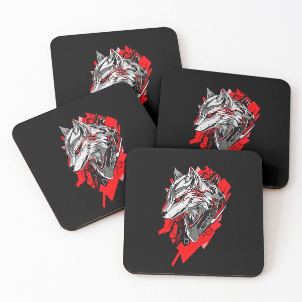 Item preview, Cyber Wolf Head – Futuristic Neon Red & Black Street Art Animal Design designed and sold by Dyan4.