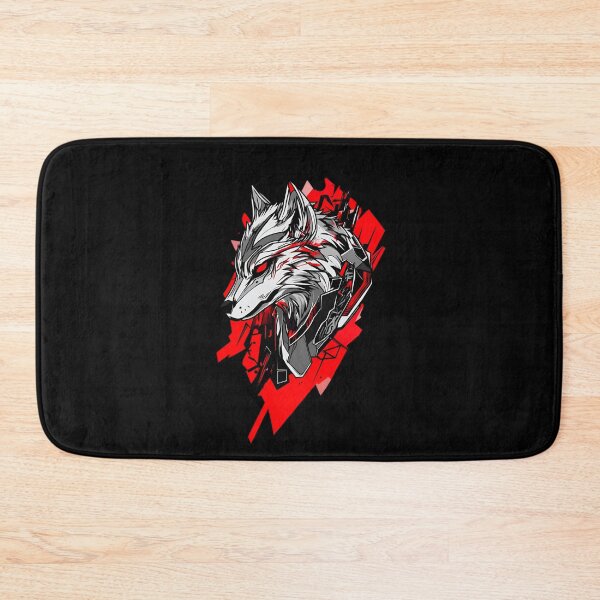 Item preview, Cyber Wolf Head – Futuristic Neon Red & Black Street Art Animal Design designed and sold by Dyan4.