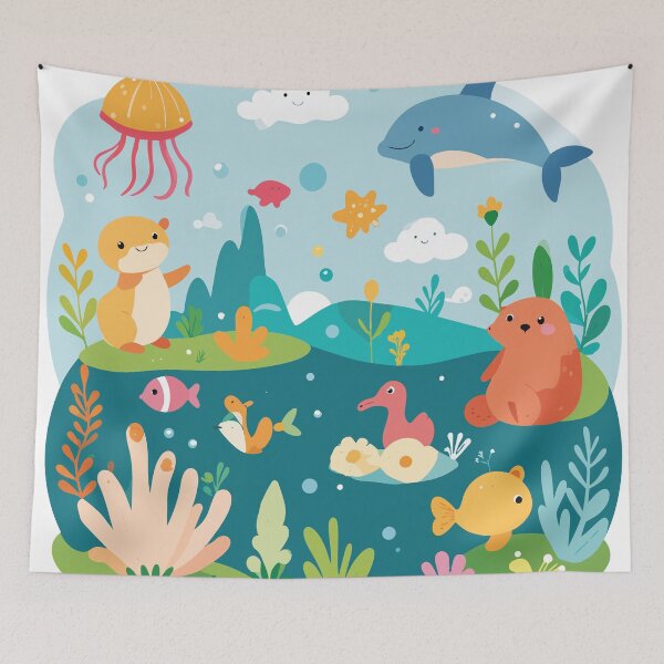 Item preview, Kawaii Sea Friends Underwater Ocean Panorama designed and sold by BestChoiceService.