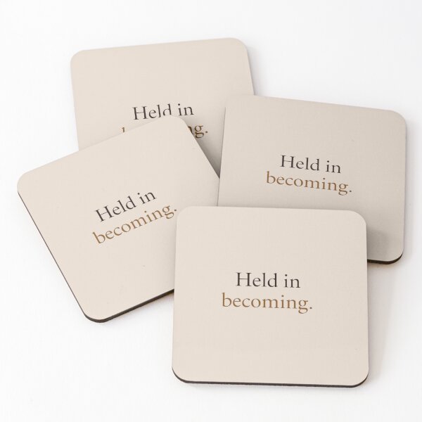 Item preview, Held In Becoming – Minimal Growth & Healing Quote Design designed and sold by Irene Catchmind.