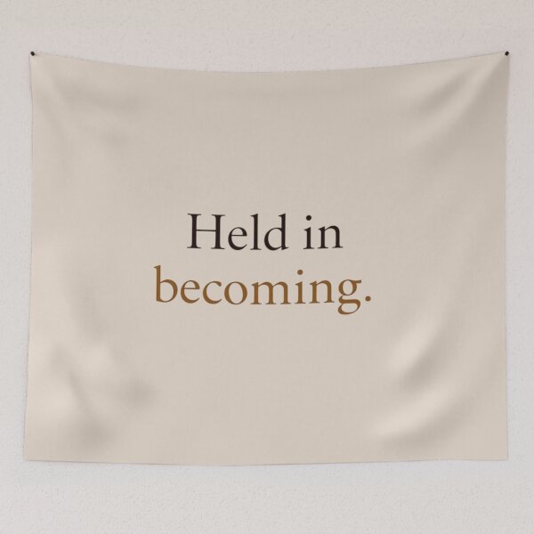 Item preview, Held In Becoming – Minimal Growth & Healing Quote Design designed and sold by Irene Catchmind.