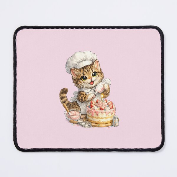 Item preview, cat making birthday cake designed and sold by PasoaPaso2025.