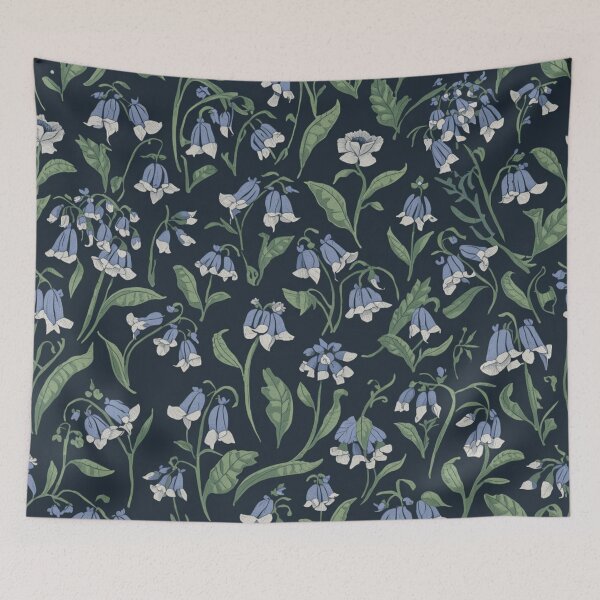Item preview, Bluebell Floral Pattern On Dark Blue Background designed and sold by burbankdesigns.