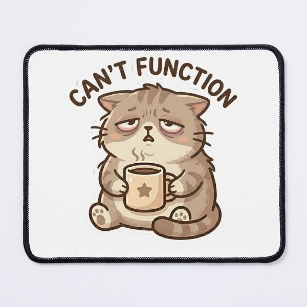 Item preview, Funny Coffee Lover Can't Function Cat designed and sold by Meowza Studio.