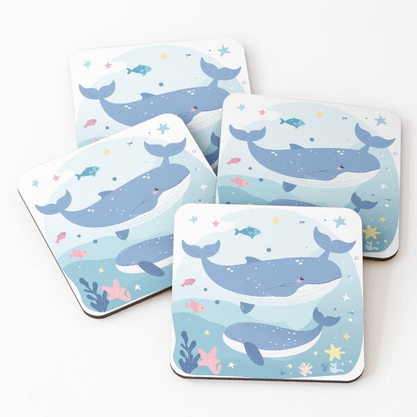 Artikelvorschau, Kawaii Chibi Blauwalfamilie Unterwasser Abzeichen entworfen und verkauft von BestChoiceService.