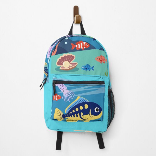Item preview, Cute Cartoon Underwater Ocean Scene with Fish and Squid designed and sold by MigWhimsy.