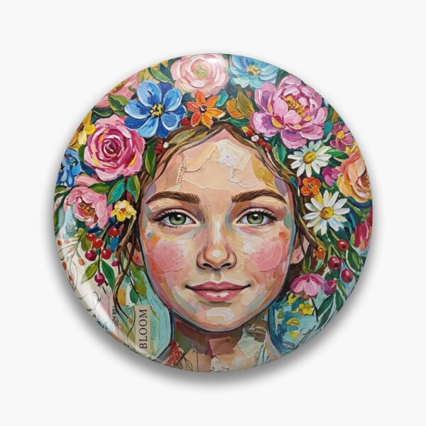 Artikelvorschau, Wild Bloom Dreamer Mixed Media Portrait entworfen und verkauft von Dream Bloom Gallery.