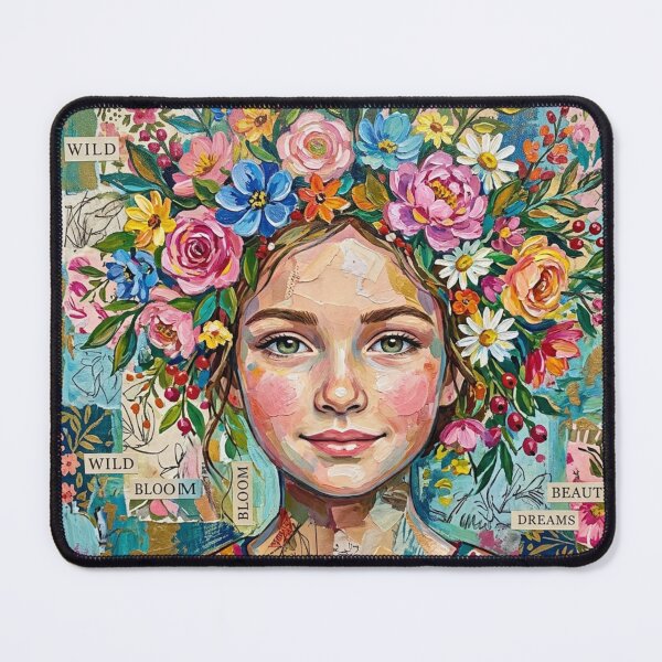 Item preview, Wild Bloom Dreamer Mixed Media Portrait designed and sold by Dream Bloom Gallery.