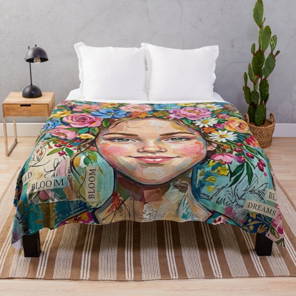 Item preview, Wild Bloom Dreamer Mixed Media Portrait designed and sold by Oonward2021.