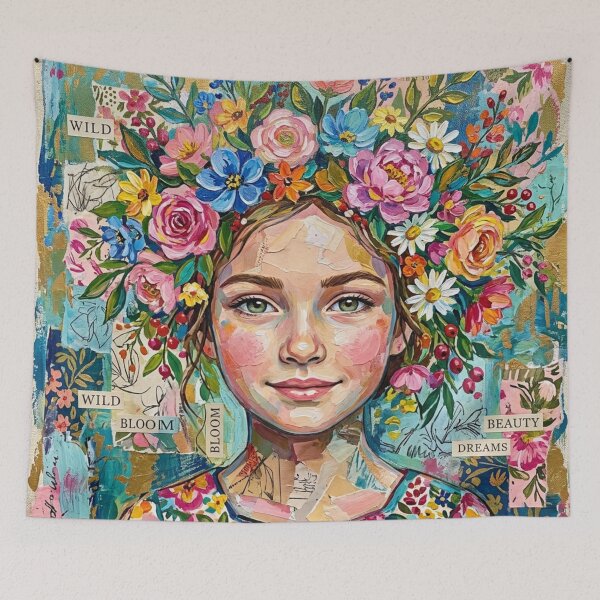Item preview, Wild Bloom Dreamer Mixed Media Portrait designed and sold by Dream Bloom Gallery.
