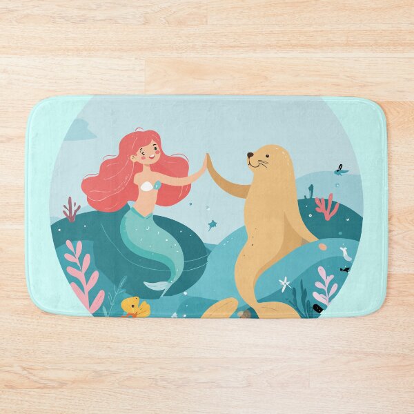 Item preview, Cute Kawaii Chibi Mermaid & Seal High-Five Badge designed and sold by BestChoiceService.