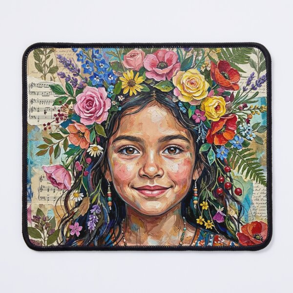 Item preview, Wildflower Soul Mixed Media Portrait Art designed and sold by Dream Bloom Gallery.