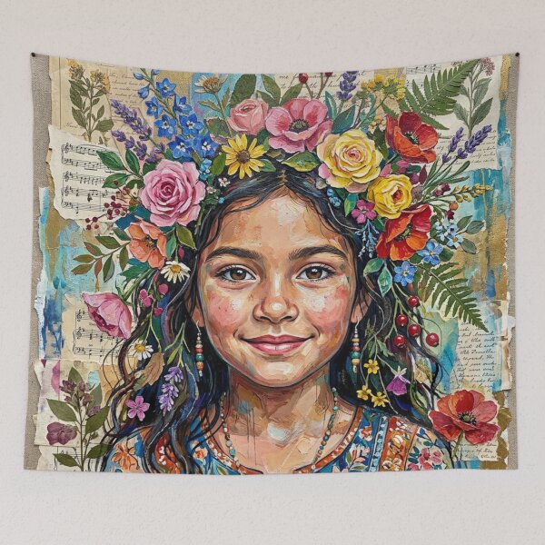 Item preview, Wildflower Soul Mixed Media Portrait Art designed and sold by Dream Bloom Gallery.