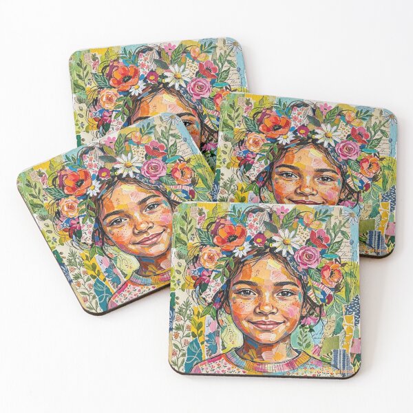 Item preview, Color Bloom Child Mixed Media Portrait designed and sold by Oonward2021.