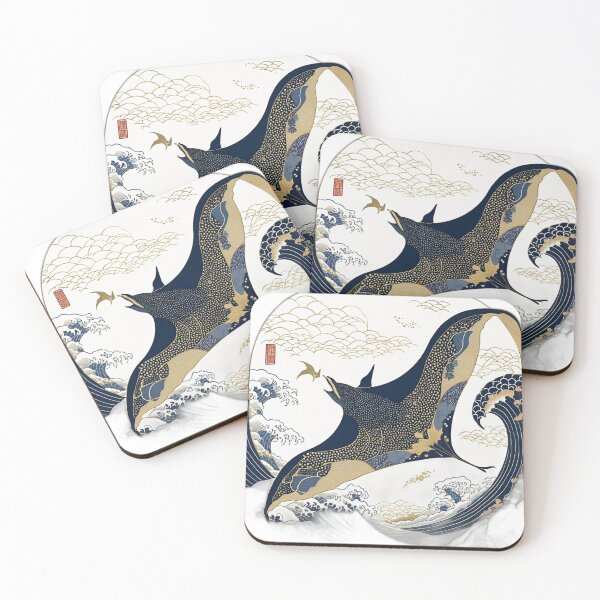 Item preview, Manta Ray Japanese Traditional Nihonga Ocean Art designed and sold by EdolnkCo.