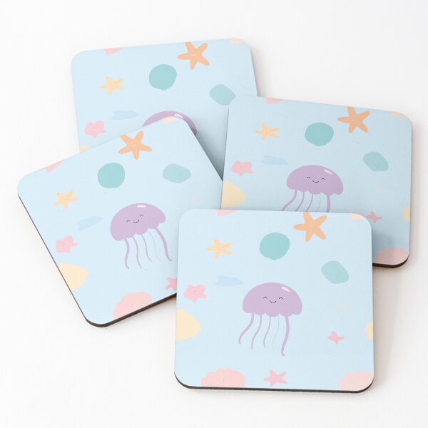 Item preview, Kawaii Purple Jellyfish Blue Seamless Pattern designed and sold by BestChoiceService.