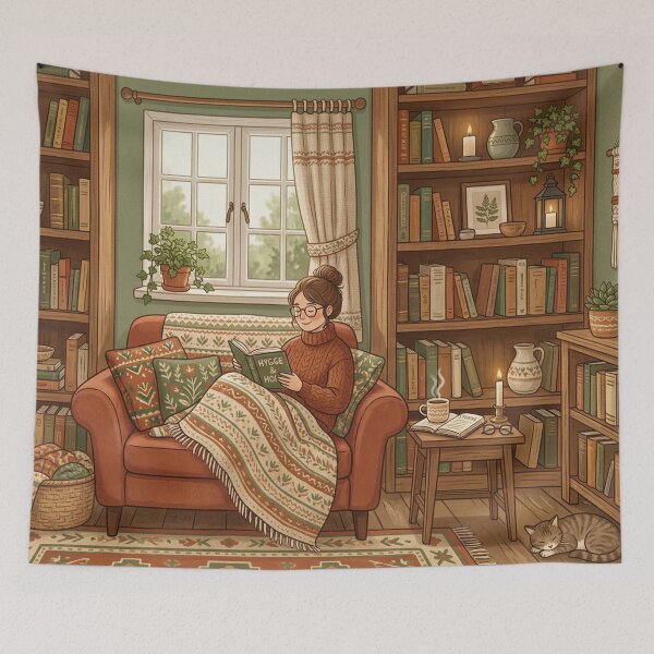 Item preview, Cozy Book Lover Aesthetic Girl!!! - Cozy Girl Book Lover - Girl reading in her cozy reading nook - A cozy paradise for book lovers designed and sold by SoffyLee586.