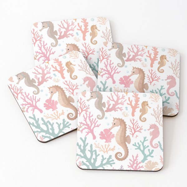 Item preview, Vintage Seahorse and Coral Seamless Pattern designed and sold by BestChoiceService.