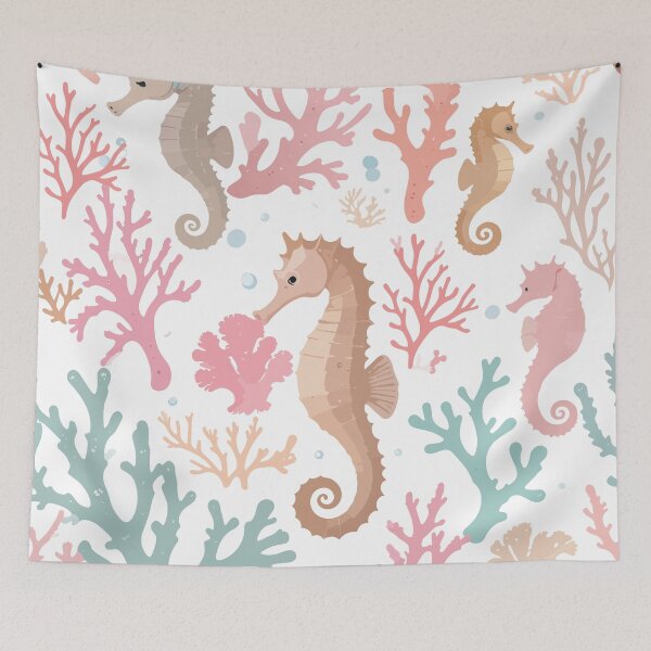 Item preview, Vintage Seahorse and Coral Seamless Pattern designed and sold by BestChoiceService.