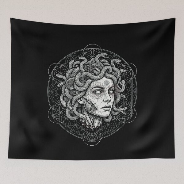 Artikelvorschau, Geometrische Medusa, Heilige Geometrie, Gorgone, Schlangenkopf entworfen und verkauft von k3rstman1.