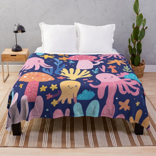 Item preview, Kawaii Octopus & Coral Midnight Pattern designed and sold by BestChoiceService.