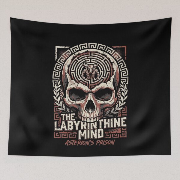 Item preview, Greek Mythology Labyrinthine Mind Asterion Minotaur Skull designed and sold by k3rstman1.